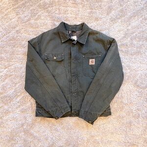 Vintage Carhartt Olive Button-Up Jacket (rare)